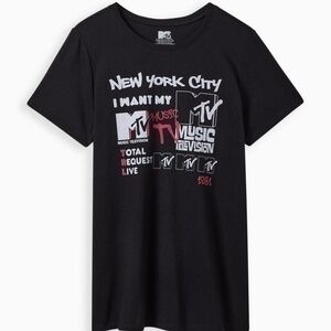 Torrid MTV Black Cotton Classic Fit Crew Tee Shirt sz 0 or 12 0X